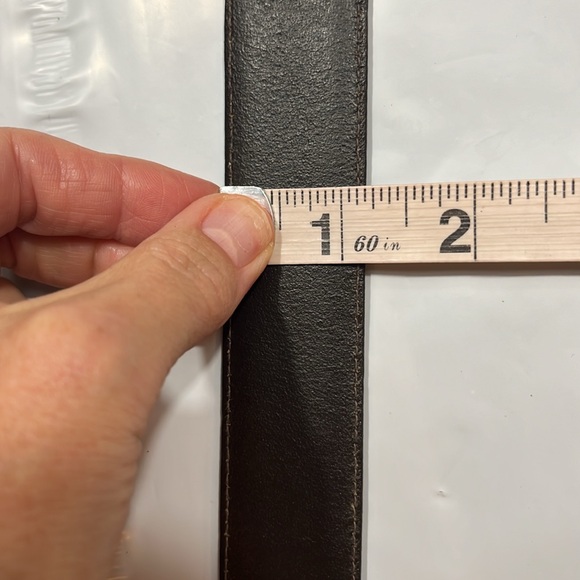 Lejon men’s 42 BROWN GLAZED ANILINE steerhide BELT fits 39-43” vtg BRASS BUCKLE - Picture 8 of 12